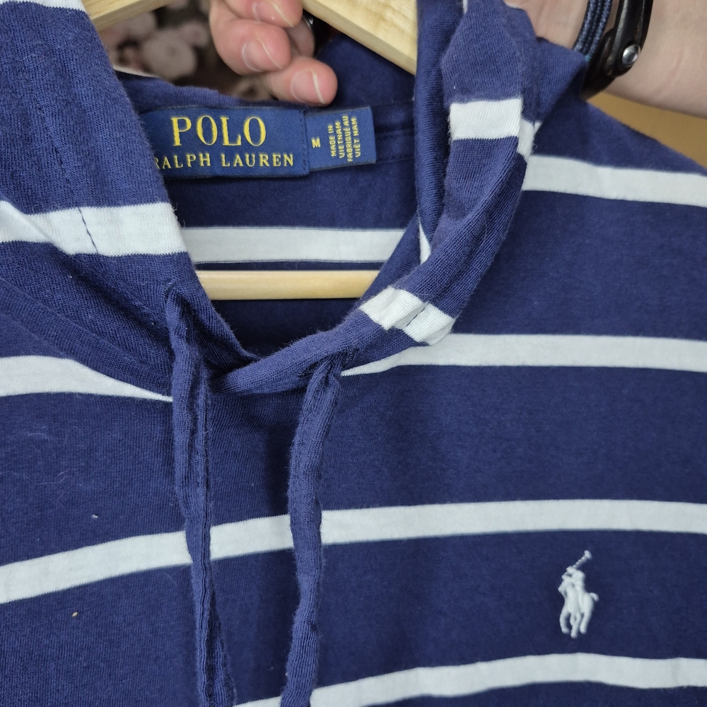 Polo by Ralph Lauren Men's Blue Striped Hooded Shirt 1690/984 - Picture 3 of 5